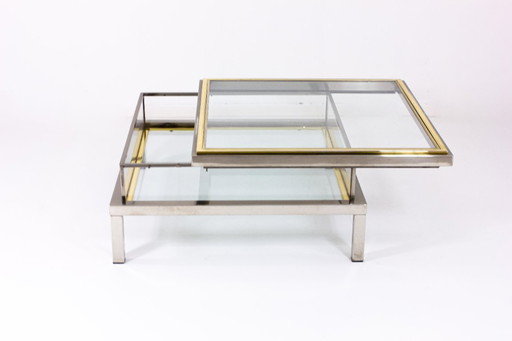 Tavolo scorrevole in ottone e cromo