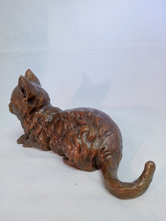 Sculptuur van een kat, brons, Beeldhouwkunst, Anders, Bruin, Classicisme (foto 3 van 6)