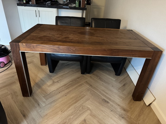 Image 1 of Hans daalder Dining table, possibly with 4 leather chairs