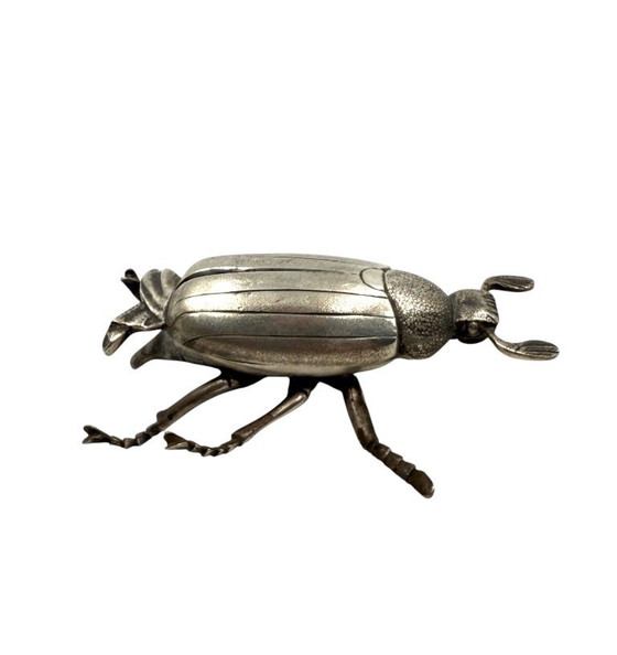 Image 1 of Cendrier/boîte en argent en forme d'insecte, France années 1950