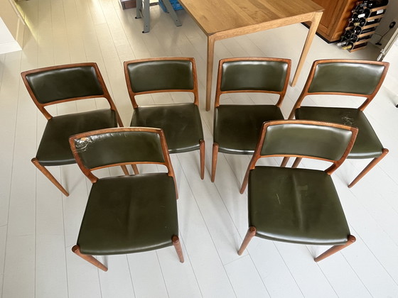Image 1 of 6 Vintage Niels Otto Moller model 80 chairs for J.L. Møllers