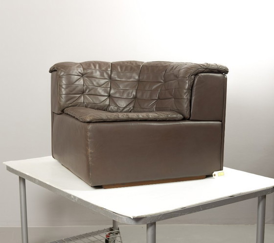 Image 1 of Excellent Mid-Century De Sede DS11 Patched Seal Brown Leather Modular Sofa, 6 Elements. Germany, 1970s.