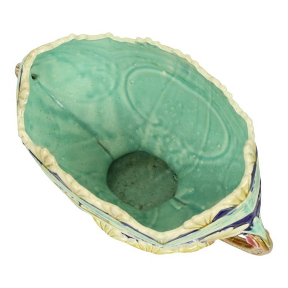 Image 1 of Art Nouveau Barbotine Majolica Vazen Jardinière Set van 3