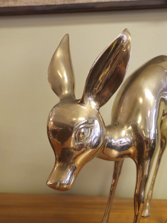 Image 1 of Vintage Brass Bambi Deer Statue France