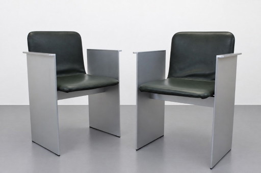 Set aus 2 Flutz Cassina Stühlen Michael Anastassiades Stahl, Leder