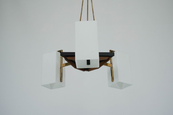Image 1 of Lampadario a tre bracci di metà secolo, prodotto da Stilnovo. Italia, anni '50.