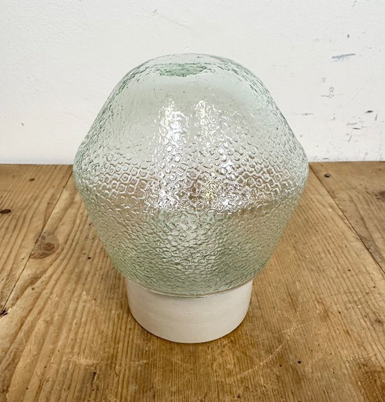 Image 1 of Vintage witte porseleinen plafondlamp met matglas, jaren 70