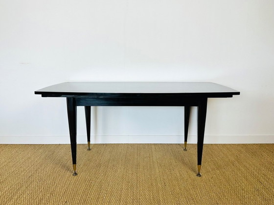 Image 1 of Table de salle à manger art déco en ébène de macassar, 1940