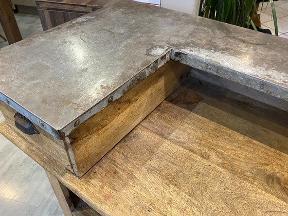 Image 1 of Mobili da bar antichi e autentici, stile vintage, bancone da bistrot, rovere e zinco, anni '50