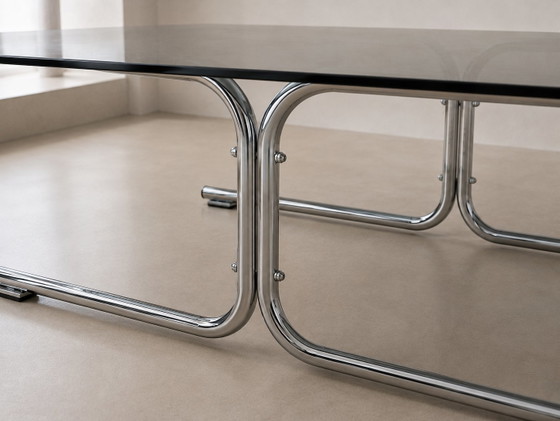 Bauhaus 70s Smoked Coffee Table Perfect Condition – Glass, Metal (photo 5 of 5)