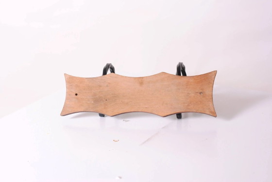 Image 1 of portes manteau en bois et fer forgé, lot de deux