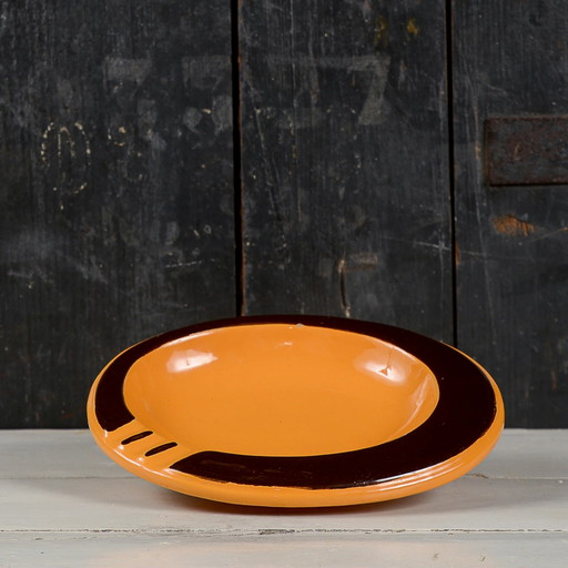 Vintage Orange Keramik Rometti Aschenbecher Ablageschale