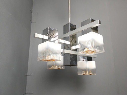 Lustre vintage par Gaetano Sciolari pour Mazzega AV, 1960s