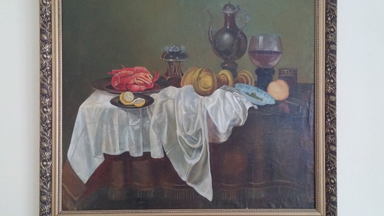 Image 1 of Groot klassiek stilleven, olieverfschilderij, 1999 – Ingelijst origineel kunstwerk