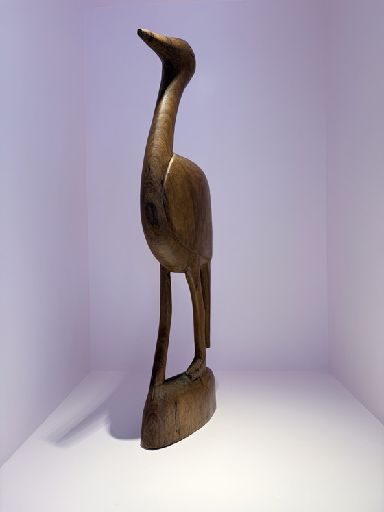 Image 1 of Beautiful set of XL mid-century wooden herons / cranes – 60s/70s