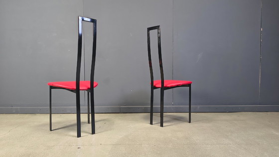 Image 1 of Vintage postmoderne eetkamerstoelen van Cattelan Italila