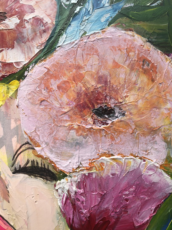 Image 1 of Lilian Frohn - abstract vrouwenportret met bloemen 