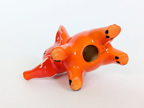 Image 1 of Goebel West Germany Elephant Pair Tangerine Orange Porcelain 1970s MCM Figurines