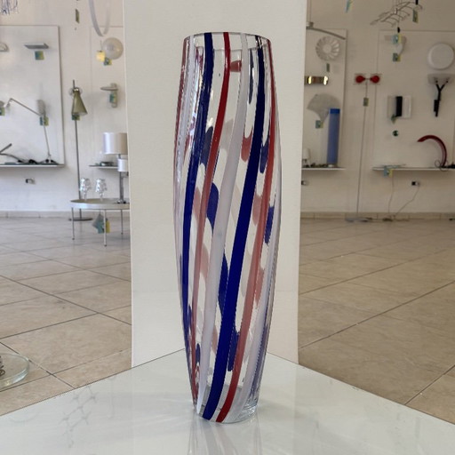 Vintage Murano vaas uit de jaren 80, veelkleurig, Italiaans design, Venetië, 55 cm – plantenbak, Murano Glass