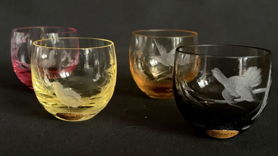 Ensemble de 5 verres à shot Moser Karlsbad « Culbuto » – Rowland Ward « Oiseaux sauvages » (photo 5 of 15)