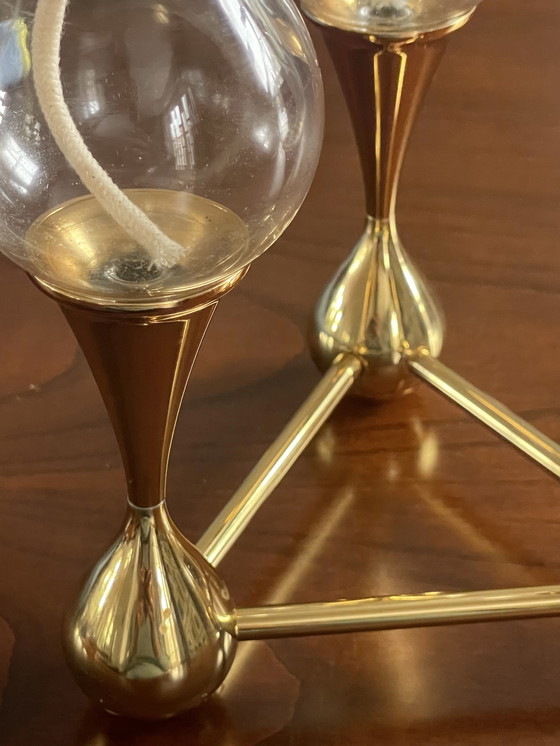 Image 1 of Lámpara de aceite de latón de Freddie Andersen, Alemania, 1970, "Clear Drops", 3 velas.