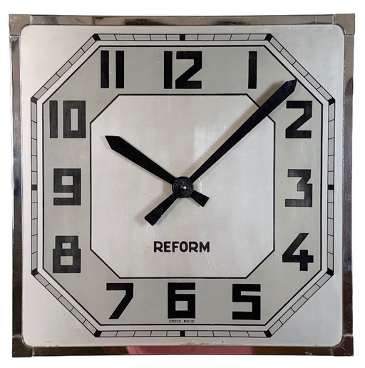 Vintage Swiss Square Wall Clock from Reform, 1950s