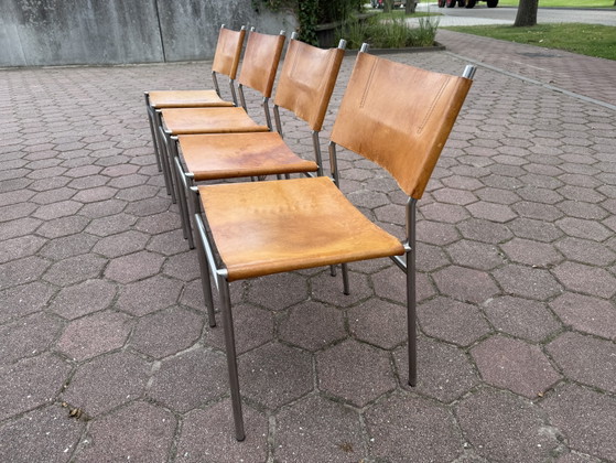 Martin Visser SE06 Dining chairs Set of 4 't Spectrum 1967 – Leather, Metal (photo 6 of 6)