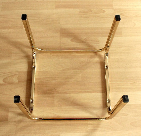 Image 1 of Small side table, brass/smoked glass top, Space Age
