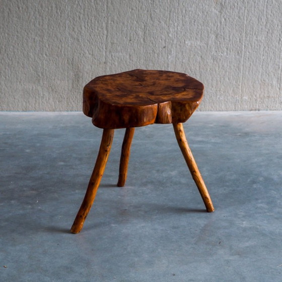 Vintage Franse bijzettafel van iepenhout in een koffer – Wood (photo 4 of 21)