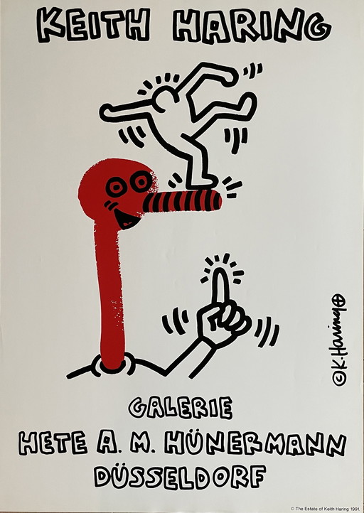 Keith Haring (1958-1990), Original 1991 Exhibition Poster Galerie Hete A. M. Hünermann Düsseldorf, Copyright The Estate Of Keith