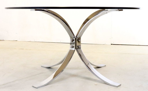 Table basse vintage chromée avec plateau en verre fumé 'Ostrau'