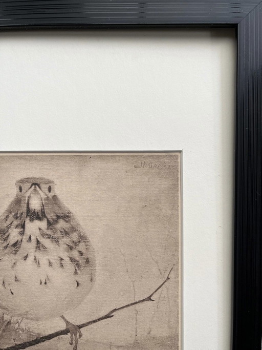 Jan Mankes 1889-1920 / Heliograbado Zorzal en rama 1923 – lithos zeefdrukken, Paper (photo 2 of 11)