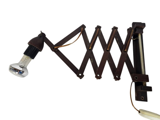 Schaarlamp | Harmonicalamp | wandlamp | vintage | Teak  | 70's |