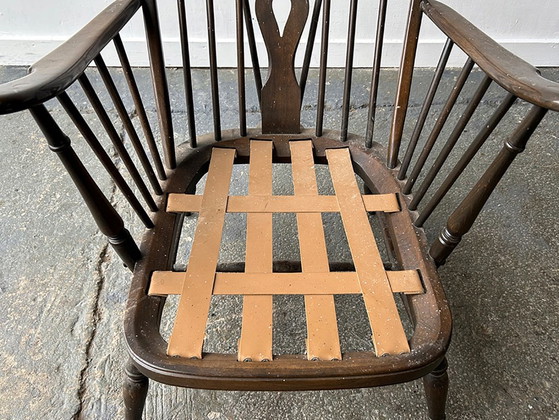 Vintage Ercol Model 994 Windsor Fauteuil, opnieuw bekleed met witte bouclé – Stoelen / fauteuils, Textile (photo 5 of 8)