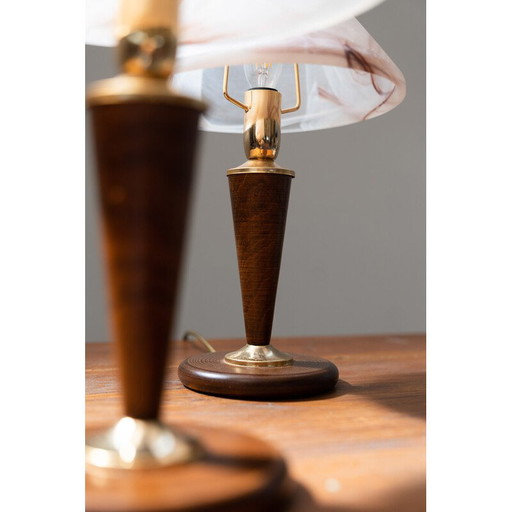 Paar Vintage-Tischlampen aus Muranoglas im Pilzstil, 1970er Jahre