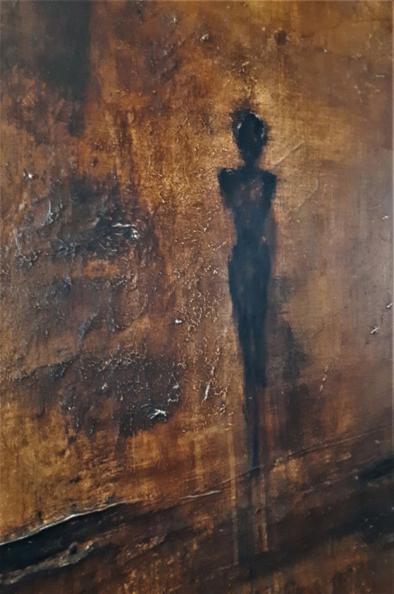Image 1 of Frances Eckhardt - modern art figurative painting hand-painted dark mysterious 90x90 cm