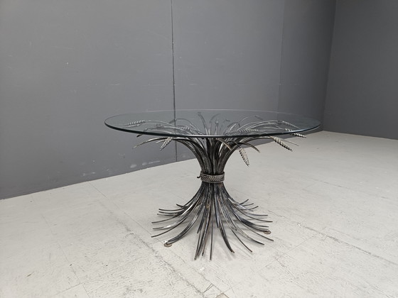 Image 1 of Vintage Metal Sheaf Of Wheat Coco Chanel Side Table