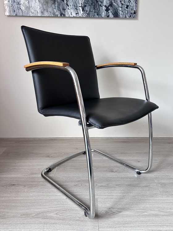 4x Leolux Freyr Design Chaises de salle à manger – Chrome, Wood, Modern (photo 3 of 12)