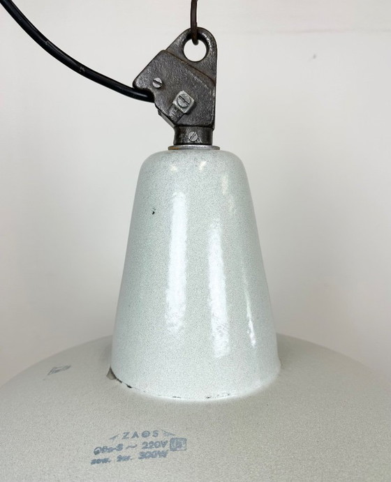 Image 1 of Large Industrial Grey Enamel Factory Pendant Lamp from Zaos, 1960s