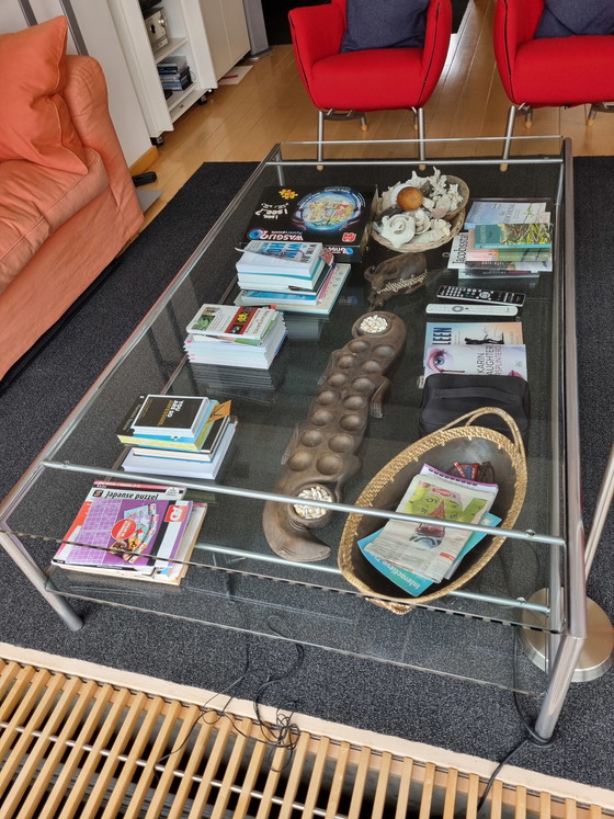 Image 1 of Glass and stainless steel coffee table