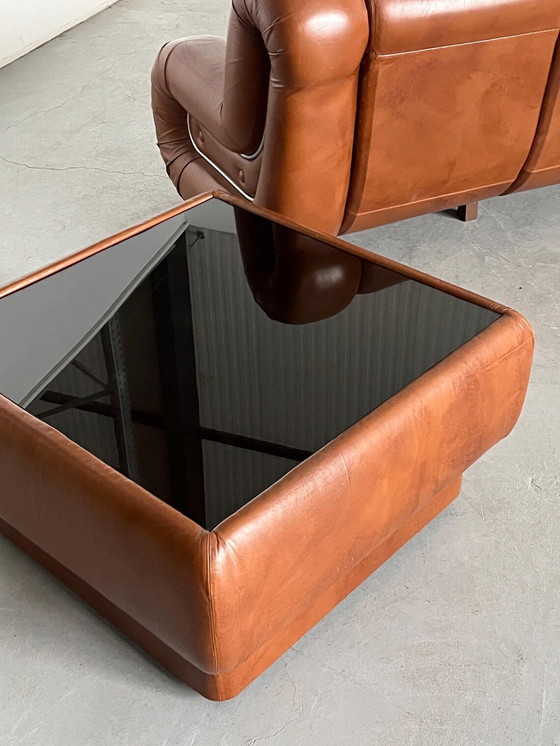 Image 1 of Ensemble de salon italien Space Age dans le style de Mimo Padova, cuir cognac et chrome, Italie des années 1970