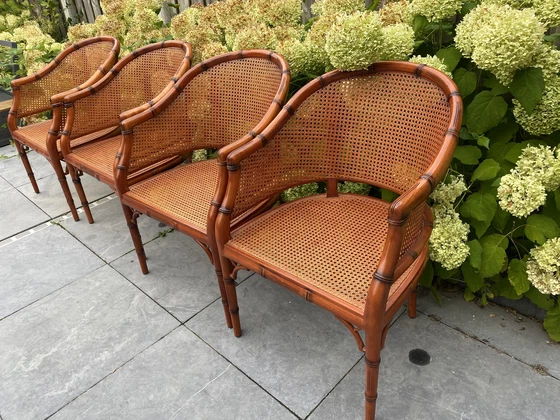 Image 1 of 4x Vintage Giorgetti Faux Bamboo Chairs