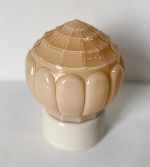 Vintage Thabur Deckenleuchte, rosa Art-Deco-Blütenknospe