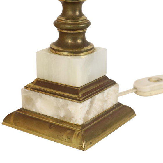 Lampe de table vintage palmier ananas, style années 70, 48 cm – Massive, Marble, Brass (photo 15 of 17)