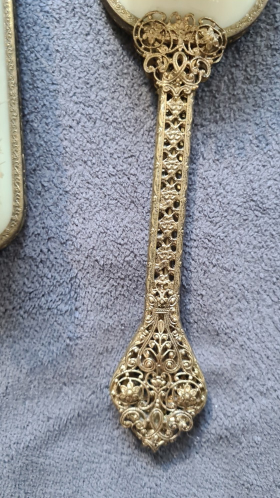 Vintage styling set with petit point embroidery – Bedroom accessories, Glass, Metal (photo 8 of 8)