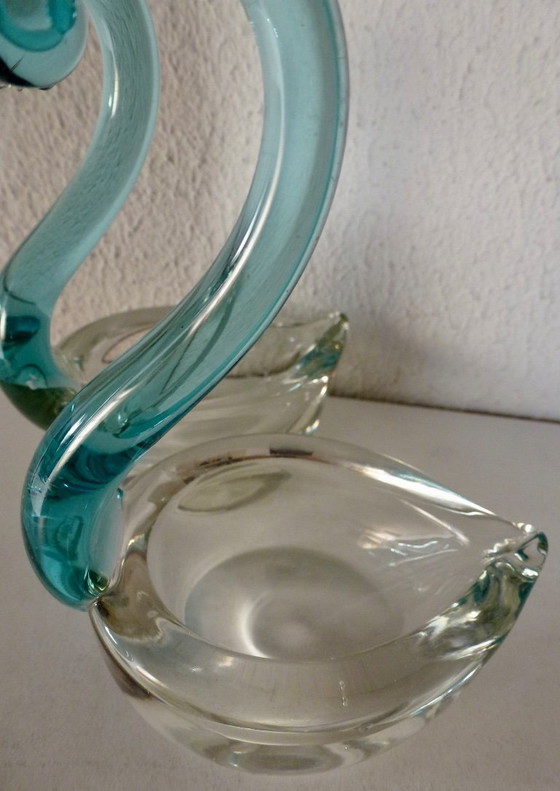 Image 1 of 2x Glazen zwaantjes in Murano stijl.