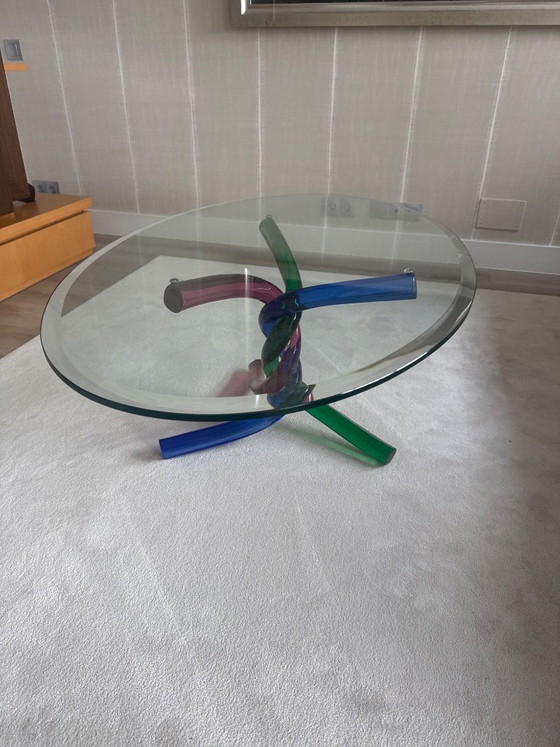 Image 1 of Table de salon en verre avec piètement artistique en verre de Murano – pièce unique