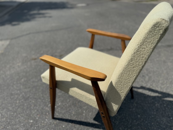 Mid Century Armchair Beige Vintage Easychair – Wood, Textile (photo 3 of 11)