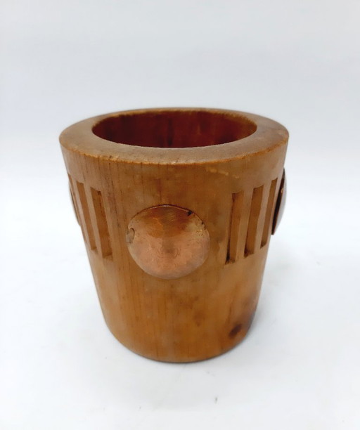 Pot à crayons vintage en bois