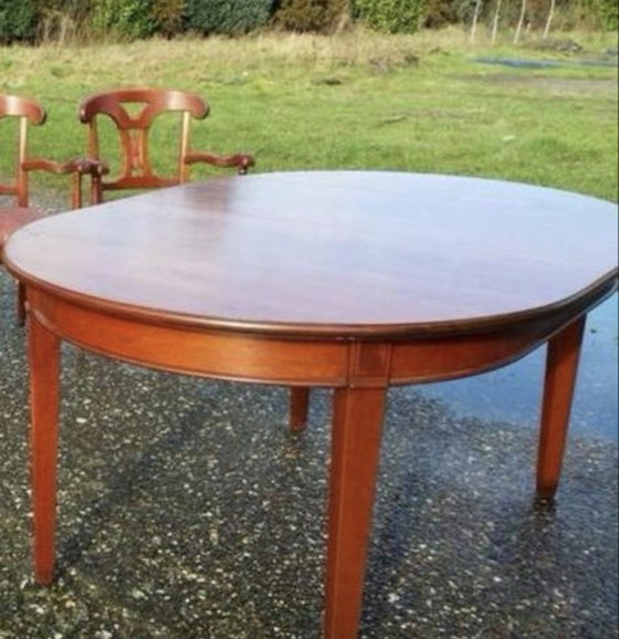 Image 1 of Kersenhout eetkamer tafel met tussenblad 